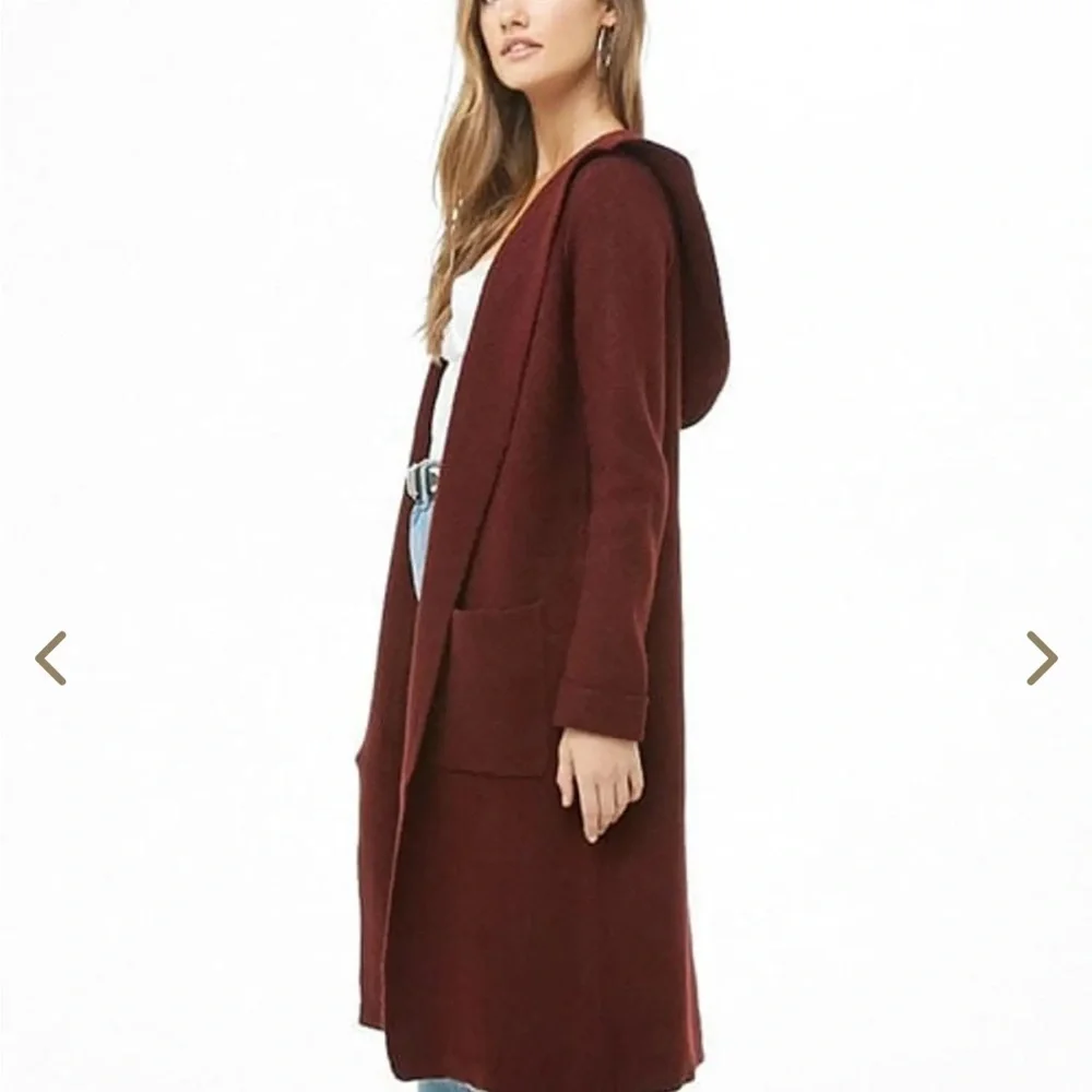 Forever 21 Deep Red Hooded Cardigan - Picture 7 of 14